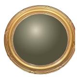 ANTIQUE GILT CONVEX "BULLET" MIRROR | Small convex mirror in gilt frame. Engravings on gilded rim. N