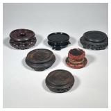 (6pc) GROUP of ANTIQUE CHINESE CARVED STANDS | Including four carved hardwood Chinese stands, plus o