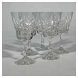 (5pc) CRYSTAL PINWHEEL STAR WINE GLASSES | Having cut crystal bowl and stem Dimensions: h. 6.25 x di