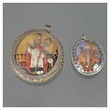 (2pc) SLAVIC DECORATED PENDANTS | Each a reversible pendant, with religious scenes on each side, unm