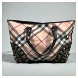 BURBERRY BROWN LEATHER SUPERNOVA HANDBAG | Burberry Brown leather supernova coated canvas purse with
