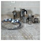 (6pc) Miscellaneous Silver Tone Dish And Coffee Accessories | Including but not limited to cup and s