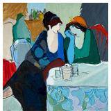 ITZCHAK TARKAY (Israeli, 1935-2012) LITHOGRAPH “EVENING CHAT”| Color lithograph on paper, edition nu