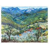 SIGNED PASTEL MOUNTAINOUS LANDSCAPE (20th Century) | Pastel on paper landscape depicting a mountaino