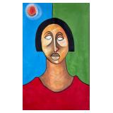 SAMS (UNKNOWN, 20TH CENTURY) OIL ON CANVAS POSTMODERN PORTRAIT | Oil on canvas portrait signed lower