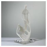 FROSTED ACRYLIC ABSTRACT SCULPTURE | Frosted white acrylic abstract figurative sculpture mounted to 
