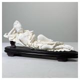 CHINESE RECLINING GUANYIN FIGURE | Reclining female deity figure (Guanyin/Kwan-yin) carving of resin