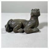 MMA SEATED FELINE REPRODUCTION AFTER CHINESE ARCHAIC STYLE | Cast bronze figure of a recumbent felin