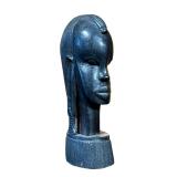 WEST AFRICAN CARVED WOOD BUST | Carved hardwood bust depicting a stylized head with elongated neck. 