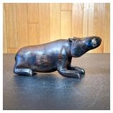 Carved Wood Hippo | Heavy, polished finish Dimensions: h. 4.25 x l. 9 in
