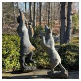 (3pc) MONUMENTAL AFRICAN SHONA CARVING SET | A three-piece set of African shona carved figures, incl