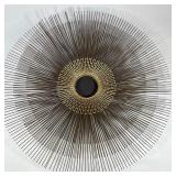 Mid Century Sunburst Wall Hanging | Crate & Barrel star bust wall hanging in brass, tiered three lay