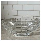 Tiffany Cut Crystal Oblong Bowl | Having strong cuts creating square shaped facets. Dimensions: h. 5