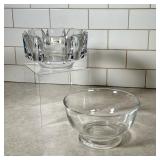 (2pc) Orrefors And Tiffany Bowl | Both signed at the bottom. Vintage Orrefors is in the Corona style
