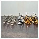 (20pc) Place Card Holders | 8 whimsical ceramic purses signed on bottom and 12 possibly pewter roost