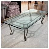 GLASS TOP COFFEE TABLE | Dimensions: h. 18 x w. 28 x l. 63 in