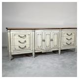 FRENCH PROVINCIAL STYLE PAINTED SIDEBOARD WITH WOOD VENEER TOP | Painted sideboard in French Provinc