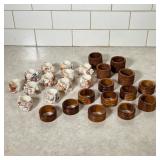 (26pc) Assorted Napkin Ring Holders | 12 seashell, 10 wooden and 4 woven. Dimensions: h. 1.5 in (Sea