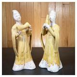 Pair of Chinese Tang Style Pottery Figures | With yellow glaze. Dimensions: h. 10.25 x w. 4 x d. 4 i