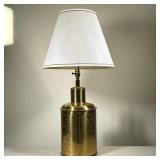 Large-Based Metal Lamp From Hong Kong | Thin brass like metal with bamboo, bird engravings and orien