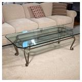 GLASS COFFEE TABLE | Dimensions: h. 18.5 x w. 28 x l. 63 in