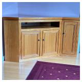 VERY FINE CUSTOM BUILT CORNER CABINET | Angled section tapering to a depth of 13” open interior shel