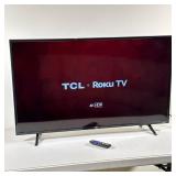 TCL 42" 4K HDR SMART LED TV WITH REMOTE & CABLE | TCL Roku smart LED television, model 43S403. Front