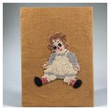 Ragdoll Needlepoint | Needlepoint on burlap, and wrapped and mounted on a wooden board; dated 1972 o