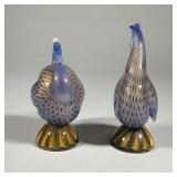 (2pc) ARCHIMEDE SEGUSO (Italian, 1909-1999) MURANO GLASS HEN FIGURE PAIR