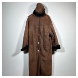 SEARLE BLATT SUEDE SHEARLING LONG COAT WITH MATCHING HAT