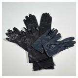 (3pc) Vintage-Navy Leather Gloves (Size 6.5)