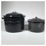 (2pc) Enamel Ware Water Bath Canner And Pot With Lid
