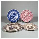 (4pc) Decorative Plates In The Style Of Staffordshire