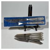 (8pc) Assorted Silver Plated Fruit Knives And Carving Set