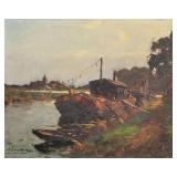 RIVERSCAPE WITH BOAT, INDISTINCTLY SIGNED