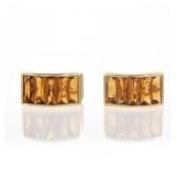 PAIR CITRINE & 18K GOLD EARRINGS