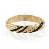 ENAMELED SWIRL PATTERN 14K GOLD HINGED HARD BRACELET