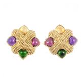 PAIR OF 14K GOLD BUTTON STYLE EARRINGS