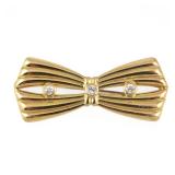 18K GOLD BOW SHAPED PIN