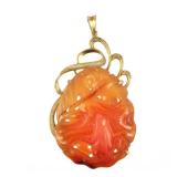 14K GOLD & CARVED AGATE PENDANT