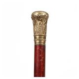 19TH CENTURY GOLD HANDLED WALKING STICK