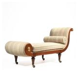 A FINE GEORGIAN SCROLL CHAISE LOUNGE OR DAYBED C. 1810-1830