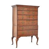 AMERICAN QUEEN ANNE HIGHBOY CHEST, MAHOGANY VENEER
