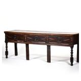 ANTIQUE WELSH OAK DRESSER, 3 DRAWERS, TURNED LEGS