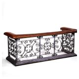 LEATHER & WROUGHT IRON FIREPLACE FENDER