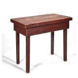 PRIMITIVE RED-PAINTED COUNTRY BISCUIT TABLE, PINE