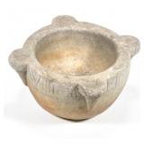 EARLY 18TH CENTURY CARVED STONE MORTAR INSCRIBED SWAINE, WILLIAM & ELIZABETH, DATED 1709