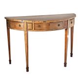 GEORGE III INLAID SATINWOOD DEMI-LUNE CONSOLE TABLE