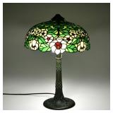 ANTIQUE STAINED GLASS LAMP, TIFFANY STYLE