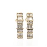 PAIR 14K GOLD & DIAMOND HUGGIE EARRINGS